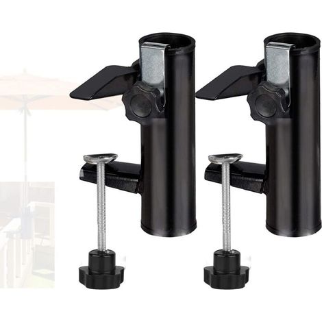 2 Pack Parasol Clips, Patio Umbrella Holder, Premium Umbrella Stand, Fixed Clip for Beach, Yard, Balcony, Chair with Clamp (1/5)