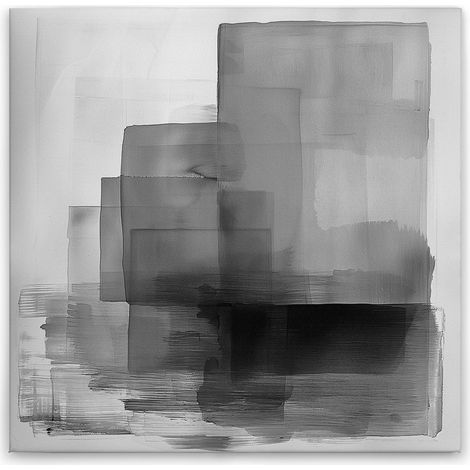 Leinwandbild Aquarell Gemälde M1-No.52104 - Kunstdruck auf Leinwand in Weiß Grau - Wandbild 30 x 30 cm (1/5)