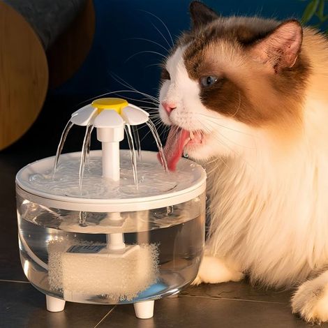 Fontaine à eau ronde et automatique de 1,5 litre pour chats et chiens, ultra-silencieuse, idéale pour les petits chiens, usage intérieur. (1/5)