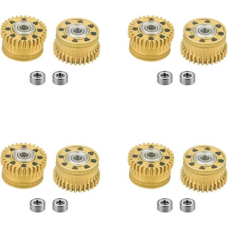 4x Gold K2 Extruderzahnrad, K2 Plus Extruder Xirbbo Upgrade Zahnradsatz Vollmetall-Filamentantrieb-Extruderzahnrad für K2 Plus (1/5)