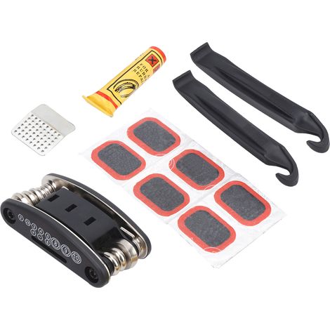 Kit de réparation de crevaison pour vélo : clé hexagonale multifonction pliable, écrous et outils de réparation. (1/5)