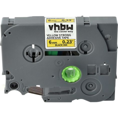 vhbw Label Tape compatible with Brother PT 9400, 9200, 9200PC, 9200DX Label Printer 8m x 6 mm, Black on Yellow, Extra Strong, Laminated (1/4)