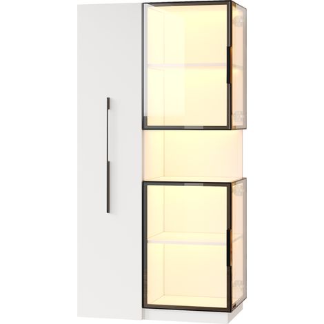 Hohe Vitrine aus MDF und Glas 70x38x160 cm mit LED und ausziehbaren Regalen (1/5)