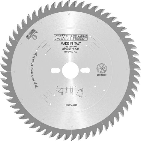 281.060.10M LAMA DENTE TRAPEZOIDALE HW 250x3.2/2.2x30 Z60 TCG 10pos (1/5)