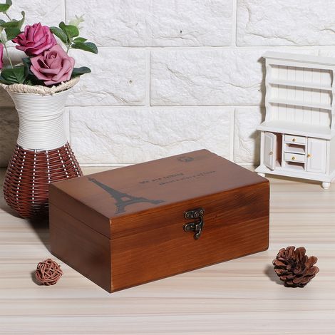 Boîte à Couture Vintage en Bois Multifonction - Rangement Aiguilles Fils - Boîte Vide DIY Tricot (1/5)