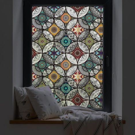 Film de fenêtre en vinyle non adhésif pour fenêtres teintées (44,5 x 200 cm, multicolore), polyvalent et pratique (1/4)
