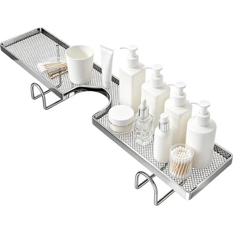 Étagère pour évier en acier inoxydable sans perçage, bac d’égouttage surélevé pour éponges, savon, torchons et brosses. (1/5)