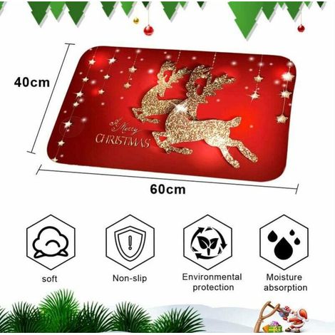 Tapis de sol de noël tapis d'intérieur antidérapant paillasson de noël motif de noël décor à la maison paillasson de noël tapis de salle de bain tapis de chambre 1pcs (1/4)