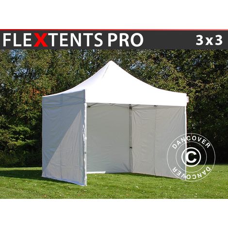 Pop up gazebo FleXtents PRO 3x3 m White, incl. 4 sidewalls