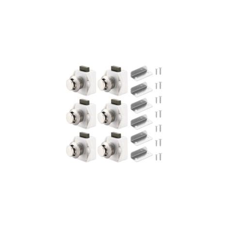 Lot de 6 loquets à bouton poussoir blancs pour tiroirs, armoires, caravanes et bateaux - Crezuo
