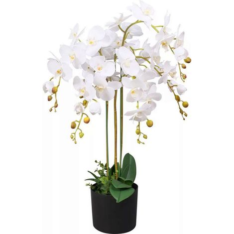 85cm Leaf Design UK Realistic Artificial Orchid Flower Display in Pot