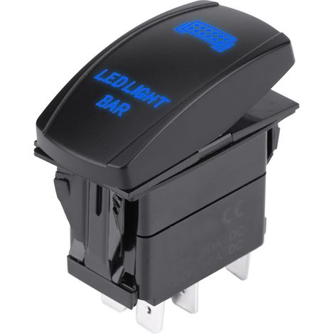 Interrupteur à bascule étanche 5 broches (SPST) marche/arrêt pour bande LED 12 V/24 V, adapté aux voitures, bateaux et camions (bleu) (1/5)
