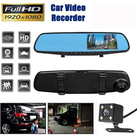 Caméra Dashcam - Enregistreur Vidéo Voiture - Vision Nocturne - Résolution 1080P - Double Objectif Avant/Arrière - 4,3 Pouces - 1 Pièce