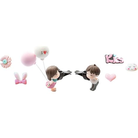 9 Figurines Cute Couple Cartoon Décor Voiture Aromathérapie Bouche Air Auto Parfum Ornement Tableau Bord (1/5)