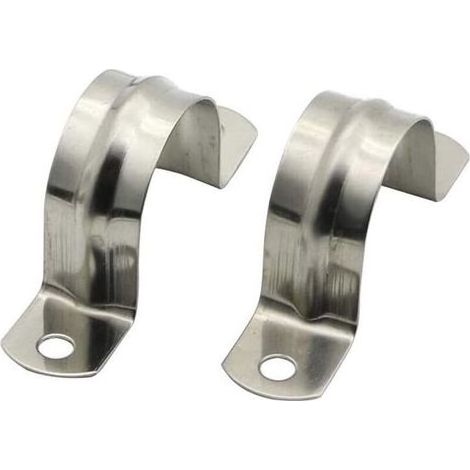 pair 25mm/0.98\" 2pcs Collier de Serrage de Tuyau 304 Clips de Tuyau en Acier Inoxydable Sangles de Tuyau en Forme de U Clip de SelleClips de Tension de Sangle de Tube à Deux Trous Collier de Serrage (1/5)