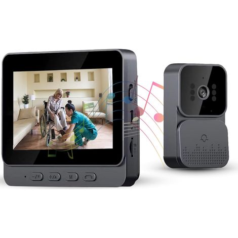 Campanello wireless con telecamera 1080P, videocitofono wireless con schermo IPS da 4,3 pollici, videocitofono con visione notturna a infrarossi, campanello wireless per esterni e schermo, microfono i (1/5)