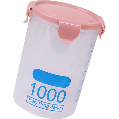 Boîte de conservation alimentaire 1000 ml en plastique rose, empilable et hermétique, idéale pour les céréales et les aliments secs. Parfaite pour l'organisation de la cuisine. (1/5)