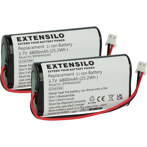 EXTENSILO 2x Akku kompatibel mit Zafferano Olivia, Olimpia, Olivia Mini Tischlampe, Nachttischlampe (6800 mAh, 3,7 V, Li-Ion)