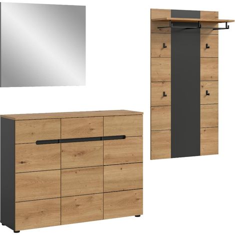 Canu Garderobenmöbel Set C21 Eiche Dekor, grau.
