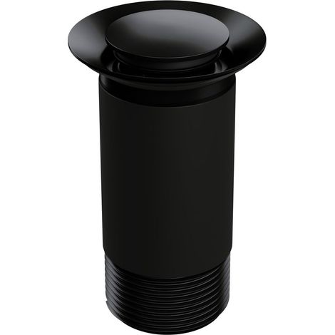 Bathroom Round Click-Clack Unslotted Basin Waste without Overflow, Top Fix Installation, 103 x 60 x 104mm, Black