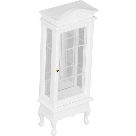 Vitrine miniature pour maison de poupée à l'échelle 1:12, en bois, imitation toit arqué blanc, porte simple. (1/5)