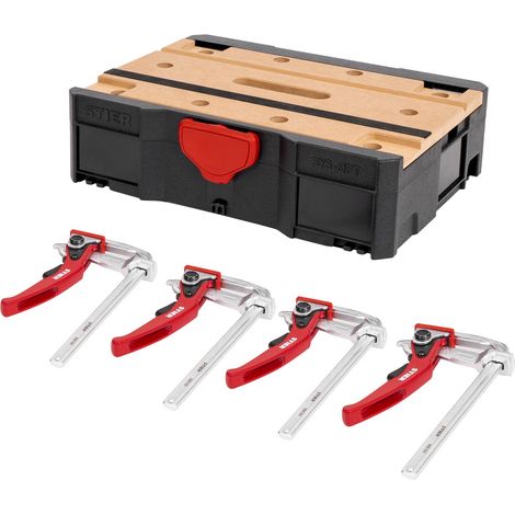STIER Systainer- Set MFT T-Loc, mit 4 STIER Hebelzwingen, mobile Werkbank, Lochplatte, 5-teilig (1/5)