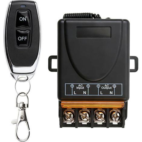 Interrupteur Télécommande Sans Fil 220v 3000w Ac85-265v 30a 100m 433mhz Relais Récepteur Kit Télécommande Eclairage Extérieur Pour Pompe à Eau Moteur Arrosage Agriculture Volet Portail Noir (1/5)