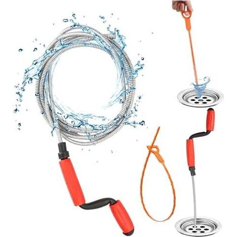 Professionelle Abflussreinigungsspirale mit Kurbelgriff, flexibler, federbelasteter Sonde zur Beseitigung von Verstopfungen in Waschbecken, Toiletten und Badezimmern - (1/5)