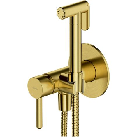 OMNIRES Y - Grifo para bidé empotrado, con ducha, con cuerpo, latón cepillado SYSYBI2BSB