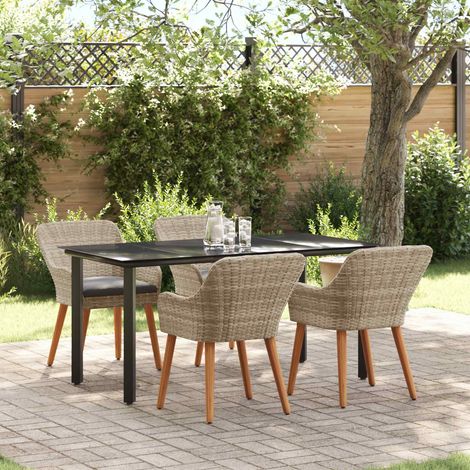 vidaXL Conjunto de Comedor de Jardín 5 uds. Gris Claro ratán sintético (1/5)
