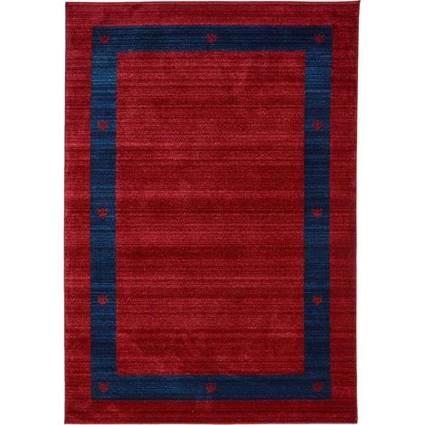 Tapis salon et chambre 200x300 rouge rectangle tissé motif simple CHOBAY 5