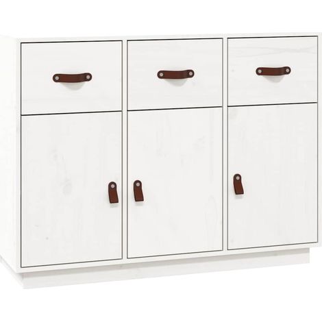 Sideboard/Anrichte/Buffet Weiß 100x40x75 cm Massivholz Kiefer LXWW873865 (1/5)