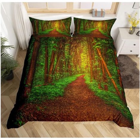 Arbre Parure de Lit 200x200cm Feuille Branche Ensembles de Housse de Couette pour Enfants Paysage Naturel Woodland - ATJ (1/5)