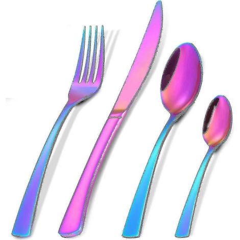 Ensemble de couverts, 16 pièces en acier inoxydable, service pour 4 personnes, multicolore (1/5)