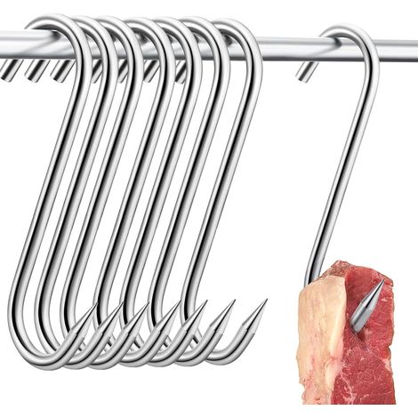 30 Pièces Crochet de Boucher Inox 15cm Charge 10kg Crochet Charcuterie Crochet Boucher pour Fumer les Côtes Griller et Faire des Barbecues (1/5)