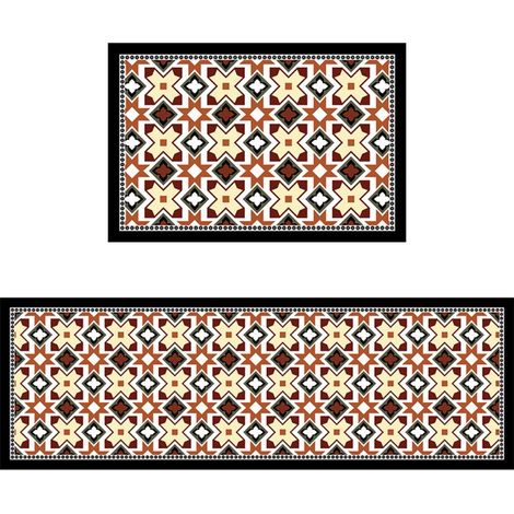 LAN Motif géométrique coloré 4060cm (Terre de diatomées) Tapis de sol spécialement conçu pour la cuisine : résistant aux taches, facile à nettoyer, à séchage rapide, en terre de diatomées, absorbant l (1/5)