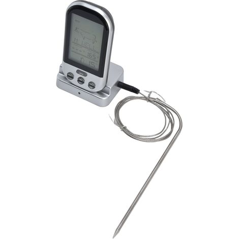 Thermomètre sans fil avec minuterie et alarme de dépassement de temps, sonde de température pratique pour cuisine, barbecue et rôtissage (1/5)