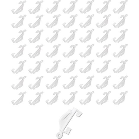 Lot de 50 crochets en plastique blanc pour rail de rideau coulissant pour fenêtre, douche, porte (1/5)