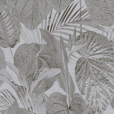 Natur Tapete Profhome 393555 heißgeprägte Vliestapete leicht strukturiert mit floralen Ornamenten matt grau anthrazit silber platin-grau 5,33 m2