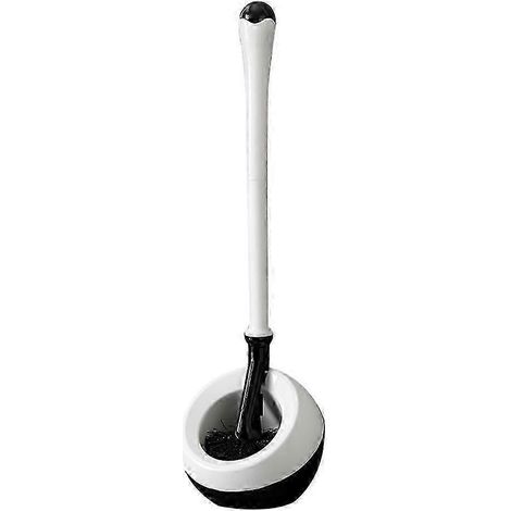 Brosse WC blanche 2026 avec support, manche antidérapant, poils souples pour joints de carrelage, rangement compact (1/5)