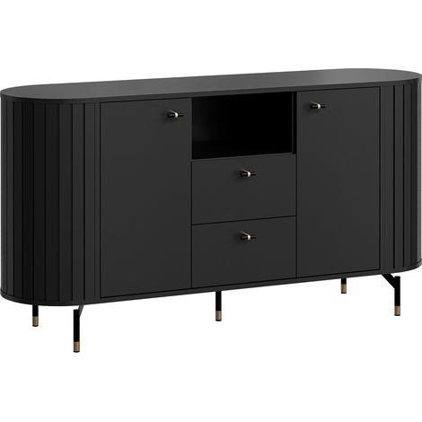 Cómoda Novmono 101, Negro, Con cajones y puertas, Número de cajones: 0, 81x151x40cm