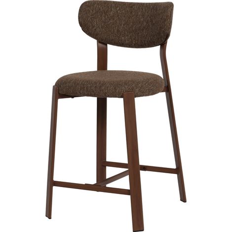 Amadeus - Tabouret de bar Gleen assise 65 cm en bouclette marron (1/3)