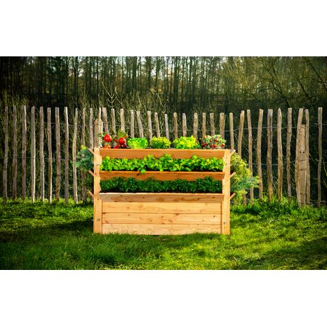 Westmann Premium Holz Hochbeet, Kräuterbeet XXL, natur, 124 x 91 x 73 cm (L x B x H)