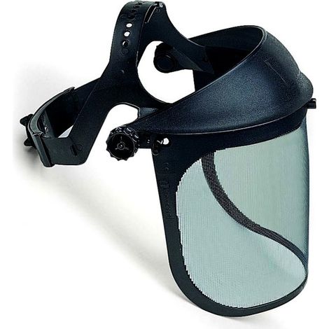 Visière de protection grillagée pour débroussaillage – Accessoire débroussailleuse avec molette de réglage – Protection optimale contre les débris