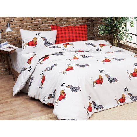 COPRIPIUMINO CAGNOLINI Rosso in Puro cotone Extra Double Face SINGOLO 1 PIAZZA (1/2)