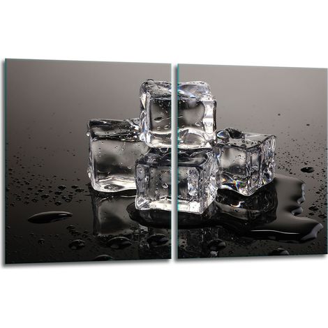 2 plaques de protection en verre pour cuisinière 40x52 glaçons (1/5)
