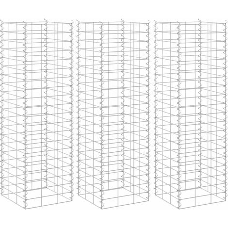 Lits surélevés en gabion 3 pcs 30x30x100 cm Fer