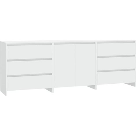 Lot de 3 Buffets, Commode Armoire Luxueux, pour Salon Chambre Entrée Cuisine, Blanc Bois d'ingénierie OIB5631E (1/5)
