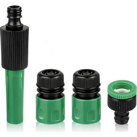 1/2 Inch Adjustable Garden Lance Large Flow Nozzle and Quick Fitting Tap Connector High Flow Kit of 4 for Garden Repair Hose Irrigation (1/5)