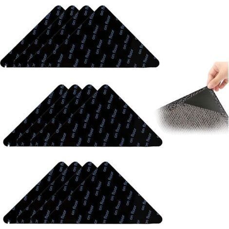 12 Pièces Accessoire De Tapis, Forme Triangle, Matériau PU, Noir, Pour Salon, Cuisine, Salle De Bain (1/5)